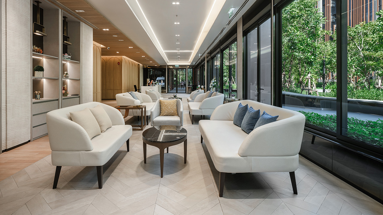Real family lounge inside the Sanpiti rehabilitation campus in Pathum Thani